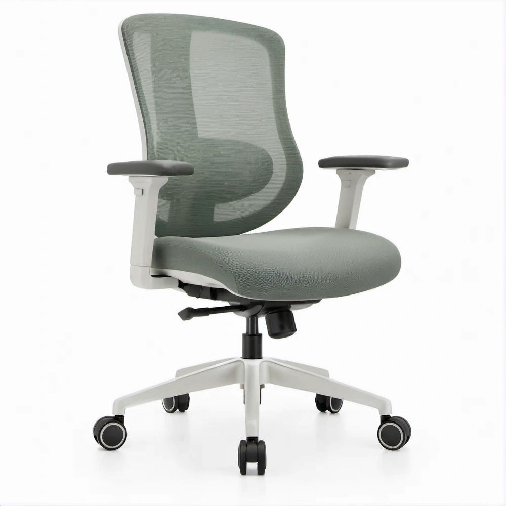 Ergonomischer Drehstuhl mit Netzrückenlehne, Grau/Weiss/Schwarz, 66 x 66 x 100–110 cm