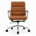 Ergonomischer Bürodrehstuhl Braun mit PU-Kunstleder, Chromgestell und Rollen, 66 x 62 x 116–124 cm
