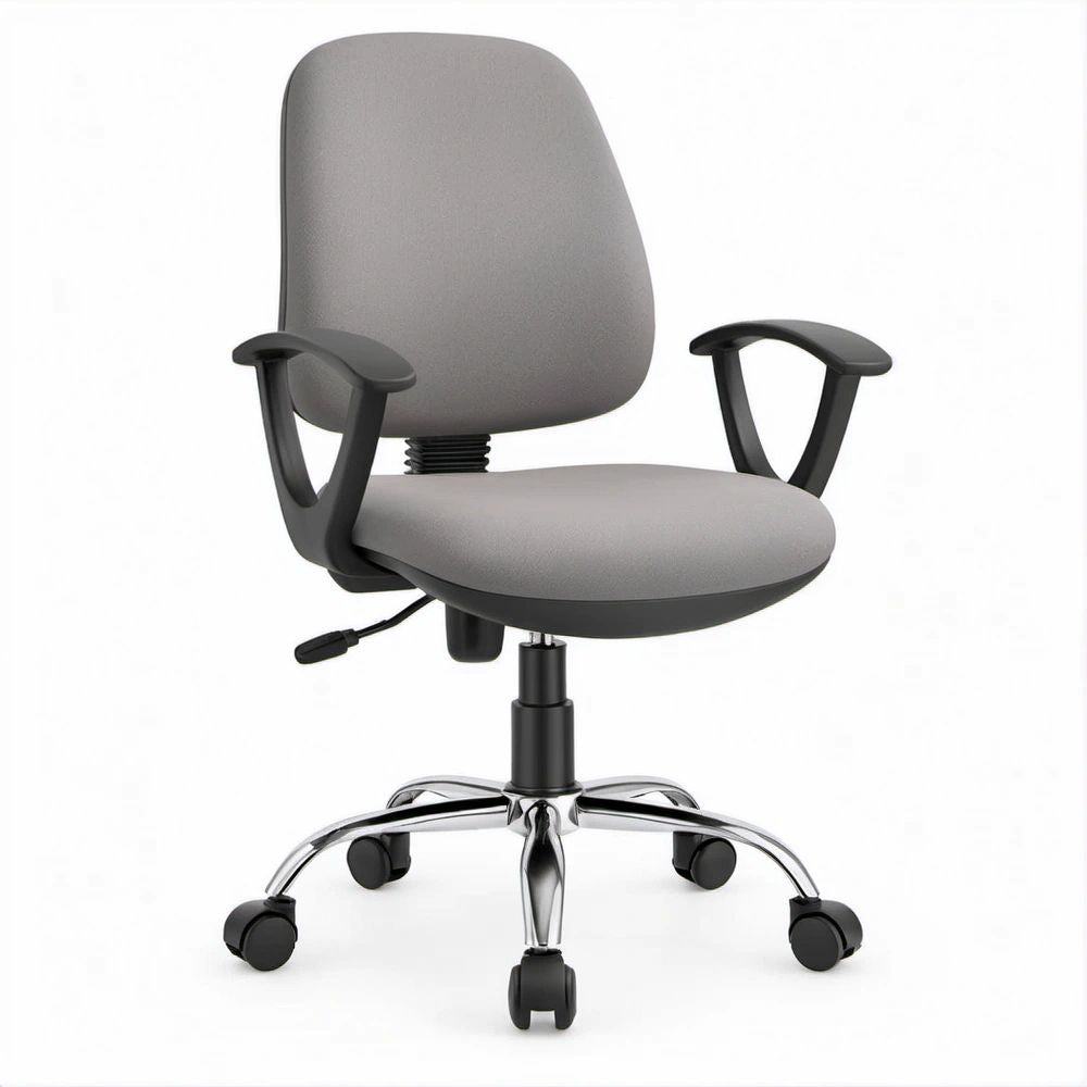Drehbarer Bürostuhl Grau/Schwarz/Chrom, 64 x 64 x 89–99 cm