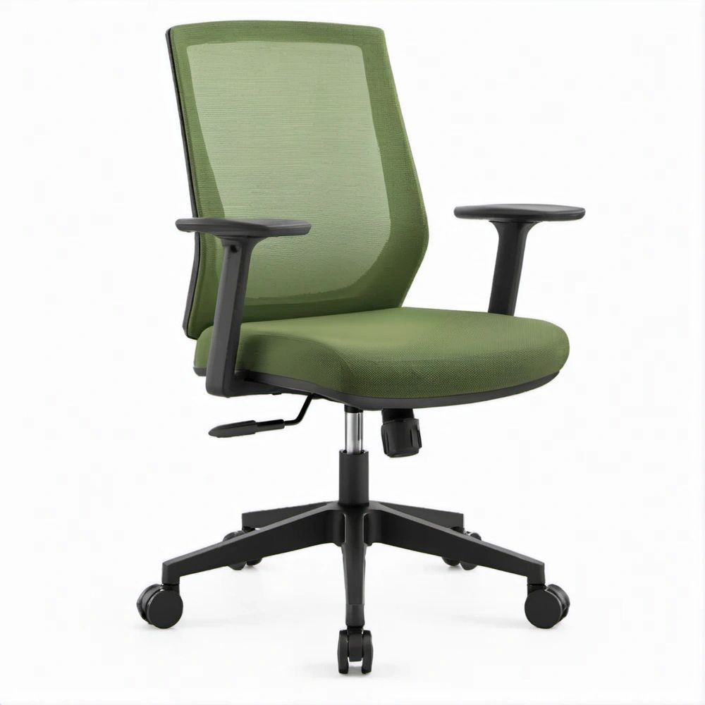 Ergonomischer Bürodrehstuhl Grün/Schwarz mit Netzrückenlehne, 64 x 64 x 96–106 cm