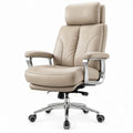 Ergonomischer Chefsessel aus beigem PU-Kunstleder mit hoher Rückenlehne, 68 x 68 x 118–128 cm
