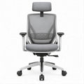 Ergonomischer Bürostuhl Grau/Schwarz/Silber mit Kopfstütze, Netzrücken und Rollen, 66 x 66 x 118–128 cm