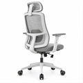 Ergonomischer Bürostuhl mit Kopfstütze, Grau/Weiss, 66 x 66 x 118–128 cm