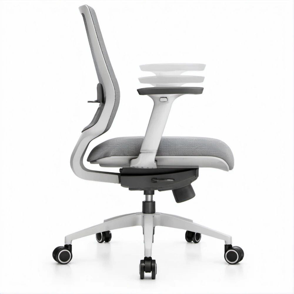 Ergonomischer Drehstuhl Grau/Weiss/Schwarz, 64 x 64 x 116–126 cm
