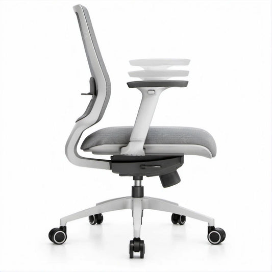 Ergonomischer Drehstuhl Grau/Weiss/Schwarz, 64 x 64 x 116–126 cm